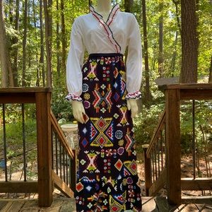 1960s Vintage Ikat Print Dress